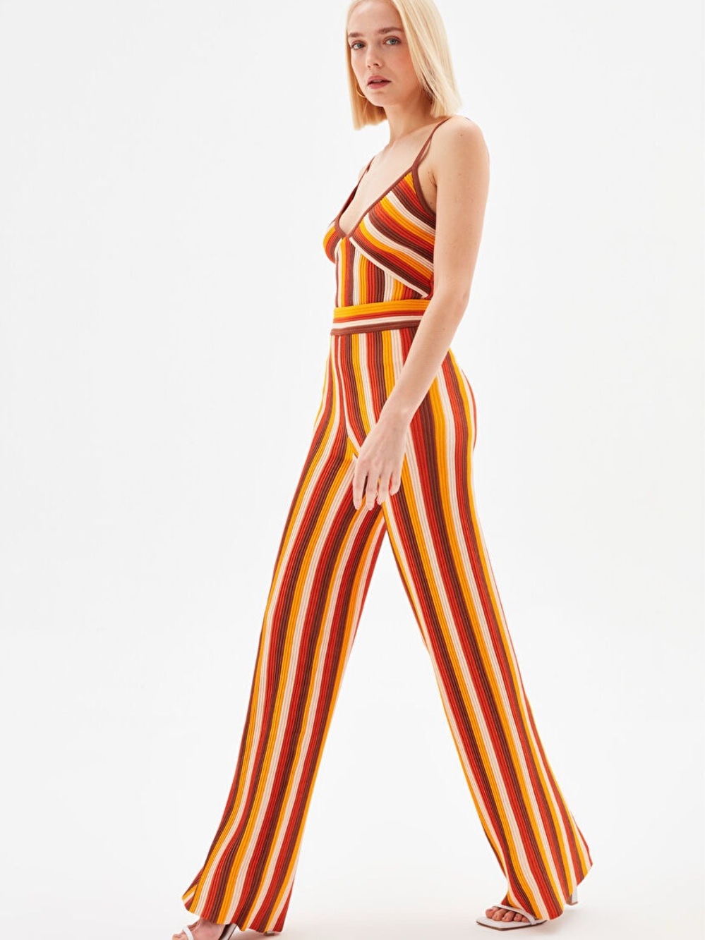 Brown Velmari Striped Knit Trousers